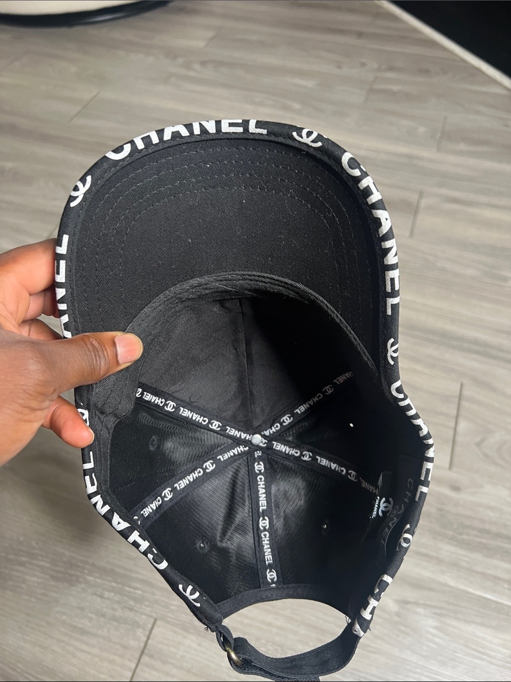 CHANEL Black Baseball Cap with White CC Logo and Brim Lettering - Picture 7 of 13